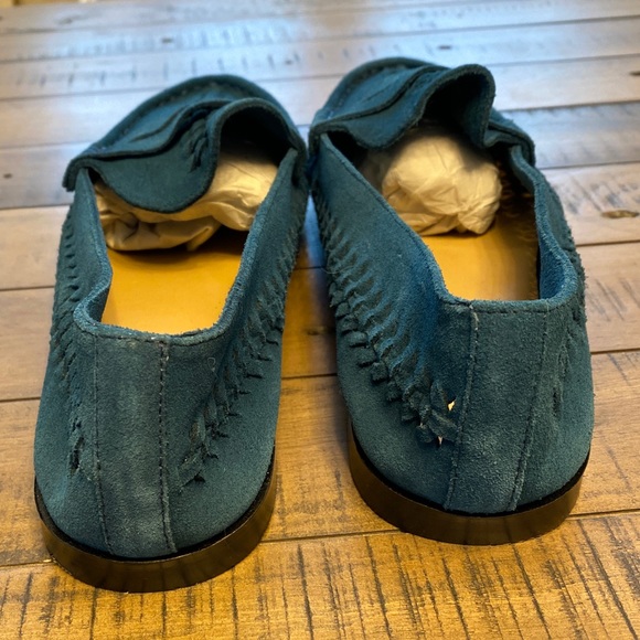 NEW Pilcro Anthropologie Woven Blue Suede Slip On Loafers Sz 8.5 - Picture 3 of 7